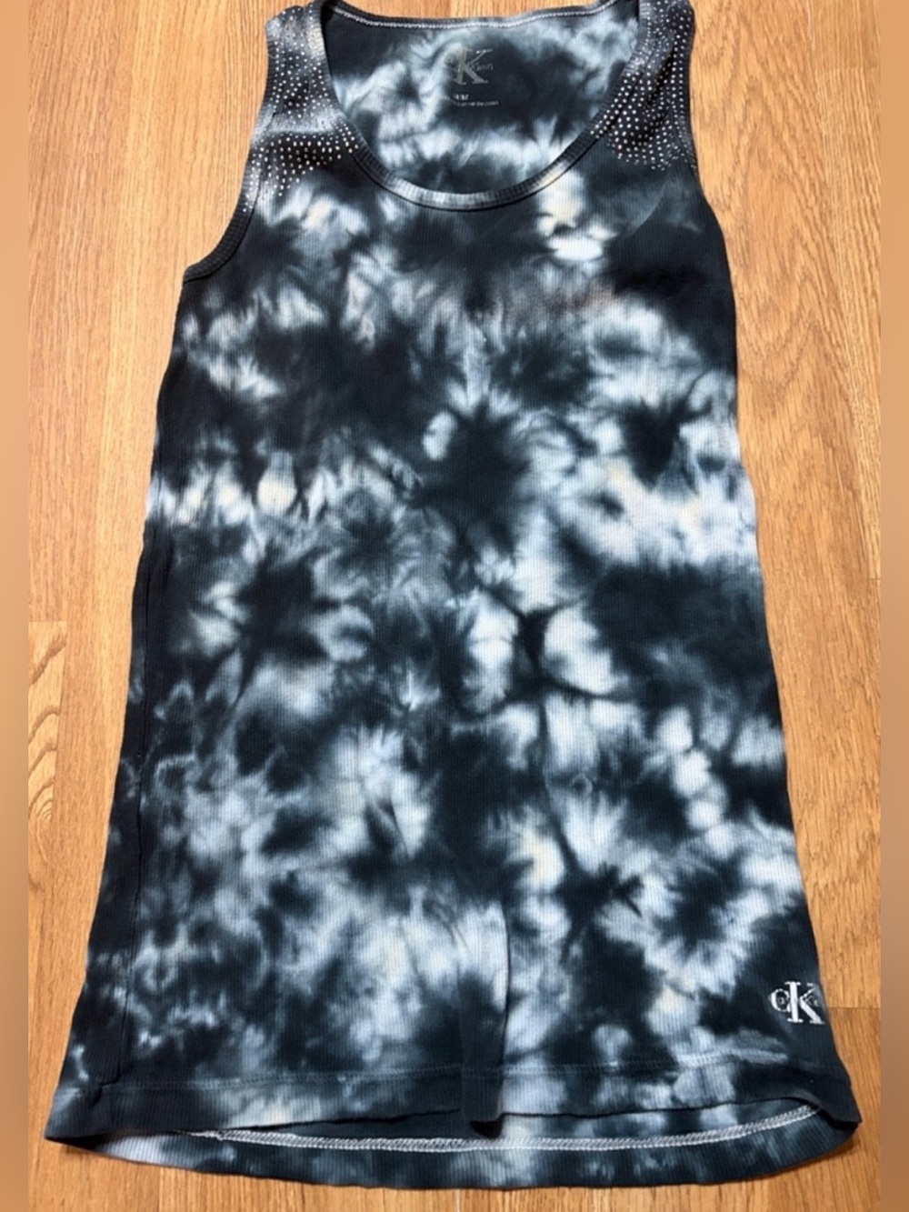 🌑 Calvin Klein Studded Black & White Tie-Dye Tank Top | Size M 🌑
